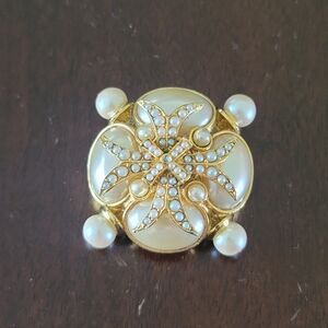 Vintage Jose & Maria Barrera Pearl Maltese Cross Baroque Brooch